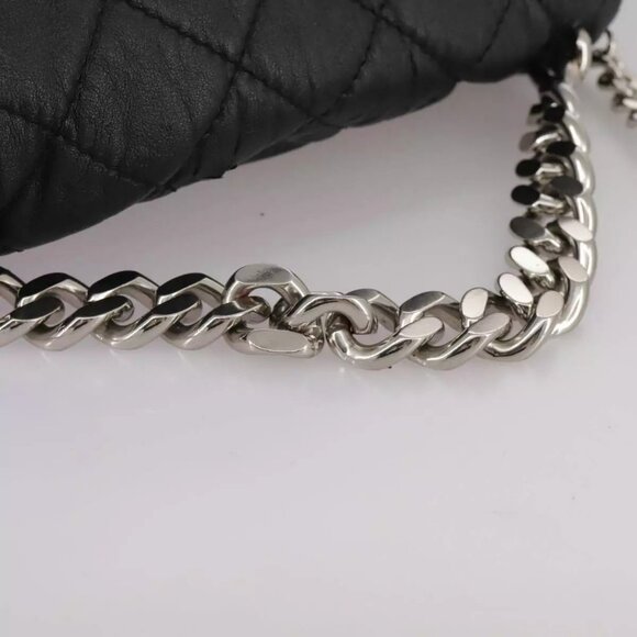 Stella MacCartney Chain Hand Bag Leather 2way Black Silver Auth mr934 - Picture 9 of 16